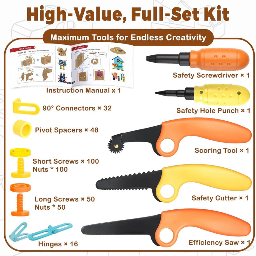 Cardboard Building Set – 401-Piece STEM Construction Kit for Kids